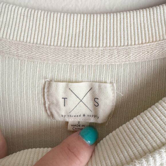 Thread & Supply Light Yellow + Pink Howdy Ribbed Crewneck Sweatshirt - Small - Picture 3 of 7